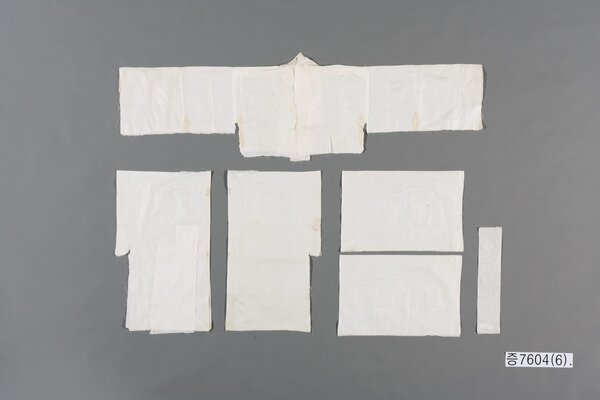 Traditional Korean clothing disassembled into constituent parts