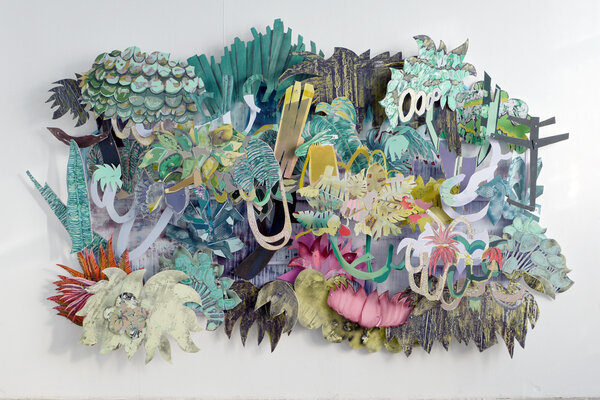 Anja Warzecha, ohne Titel, Mixed media (Wandinstallation), ca. 350 x 250 cm, 2014