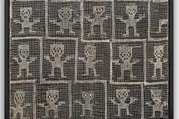 Chancay Culture, Gauze with 14 Figures, circa. 1000 CE, Camelid fibres  Copyright Paul Huyghes Fine Arts