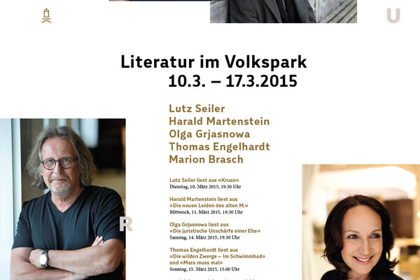Literatur im Volkspark vom 10. bis 17. März 2015. Gestaltung: Robert Haslbeck