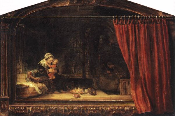 Rembrandt van Rijn: Die Heilige Familie mit dem Vorhang