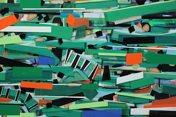 Nina Hannah Kornatz, „jubeln“, 140 x 190 cm, Öl u. Acryl auf Leinwand; Foto: Anne-Kathrin Szabó